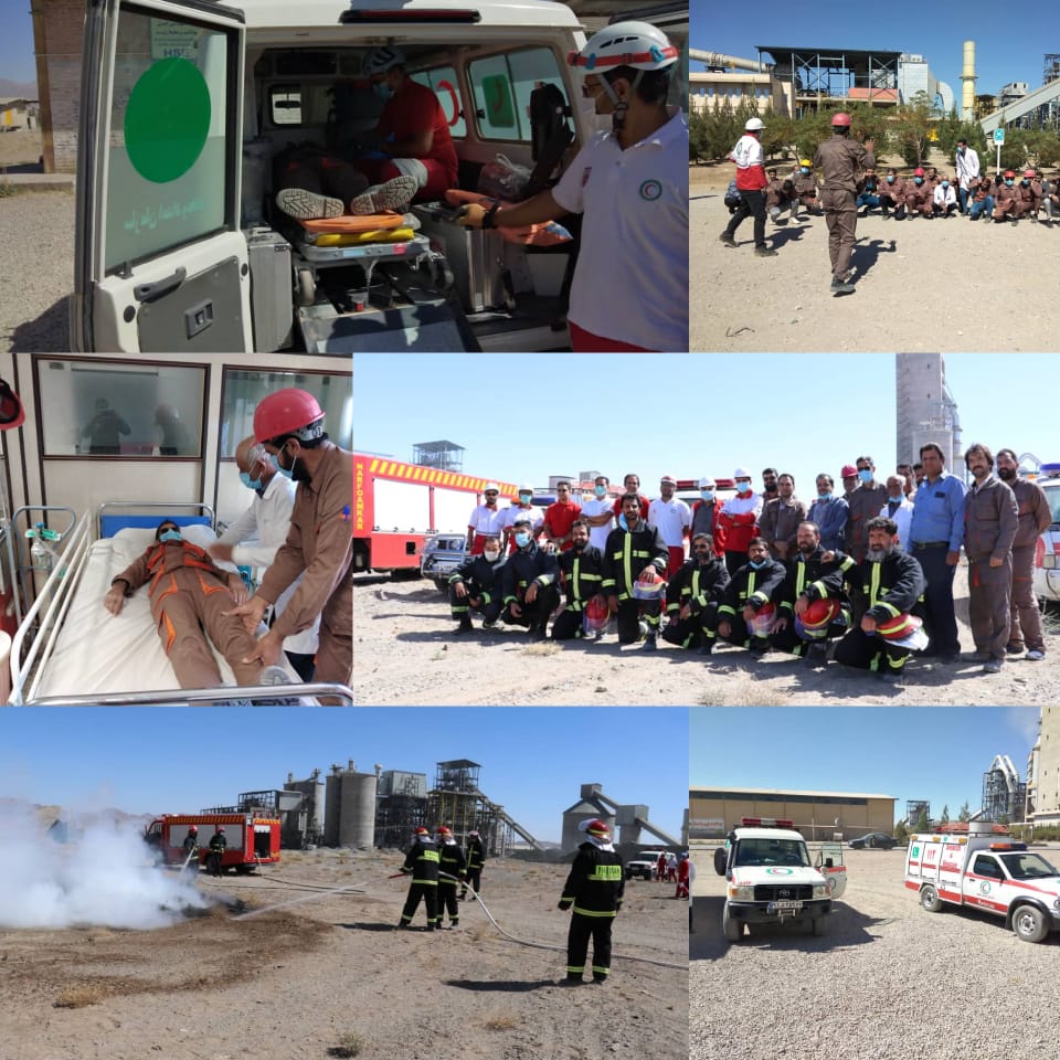مانور حریق  و  زلزله در محل کارخانه سیمان باقران برگزار شد